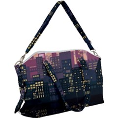 Pixel Art City Canvas Crossbody Bag by Sarkoni