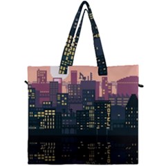 Pixel Art City Canvas Travel Bag by Sarkoni