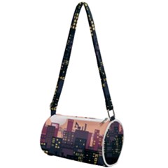 Pixel Art City Mini Cylinder Bag by Sarkoni