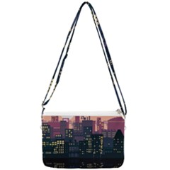 Pixel Art City Double Gusset Crossbody Bag by Sarkoni