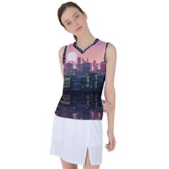 Pixel Art City Women s Sleeveless Sports Top by Sarkoni