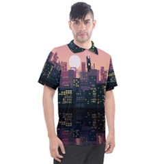 Pixel Art City Men s Polo T-shirt by Sarkoni