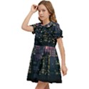 Pixel Art City Kids  Bow Tie Puff Sleeve Dress View3