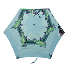 Japanese Themed Pixel Art The Urban And Rural Side Of Japan Mini Folding Umbrellas by Sarkoni