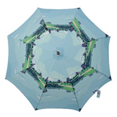 Japanese Themed Pixel Art The Urban And Rural Side Of Japan Hook Handle Umbrellas (small) by Sarkoni