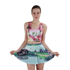 Japanese Themed Pixel Art The Urban And Rural Side Of Japan Mini Skirt by Sarkoni