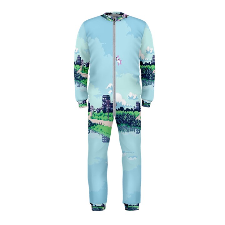 Japanese Themed Pixel Art The Urban And Rural Side Of Japan OnePiece Jumpsuit (Kids)