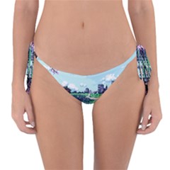 Japanese Themed Pixel Art The Urban And Rural Side Of Japan Reversible Bikini Bottoms by Sarkoni