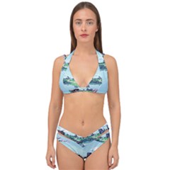 Japanese Themed Pixel Art The Urban And Rural Side Of Japan Double Strap Halter Bikini Set by Sarkoni