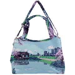 Japanese Themed Pixel Art The Urban And Rural Side Of Japan Double Compartment Shoulder Bag by Sarkoni