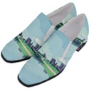 Japanese Themed Pixel Art The Urban And Rural Side Of Japan Women Slip On Heel Loafers View2