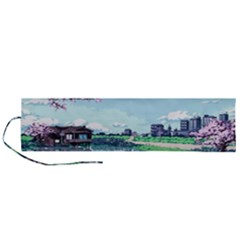 Japanese Themed Pixel Art The Urban And Rural Side Of Japan Roll Up Canvas Pencil Holder (l) by Sarkoni