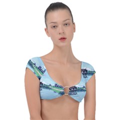 Japanese Themed Pixel Art The Urban And Rural Side Of Japan Cap Sleeve Ring Bikini Top by Sarkoni