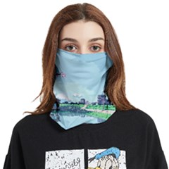 Japanese Themed Pixel Art The Urban And Rural Side Of Japan Face Covering Bandana (two Sides) by Sarkoni