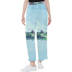 Japanese Themed Pixel Art The Urban And Rural Side Of Japan Women s Pants  by Sarkoni