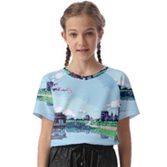 Japanese Themed Pixel Art The Urban And Rural Side Of Japan Kids  Basic T-shirt by Sarkoni