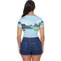 Japanese Themed Pixel Art The Urban And Rural Side Of Japan Side Button Cropped T-Shirt View4