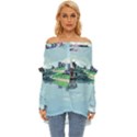 Japanese Themed Pixel Art The Urban And Rural Side Of Japan Off Shoulder Chiffon Pocket Shirt View1