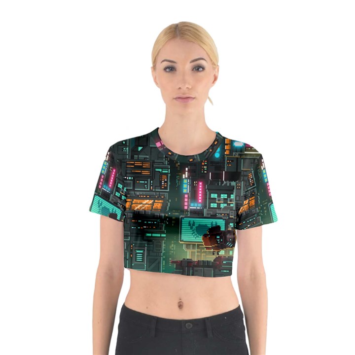 Video Game Pixel Art Cotton Crop Top