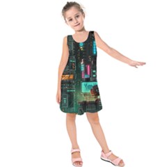 Video Game Pixel Art Kids  Sleeveless Dress by Sarkoni