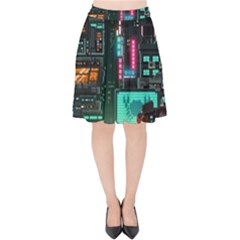 Video Game Pixel Art Velvet High Waist Skirt by Sarkoni