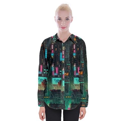 Video Game Pixel Art Womens Long Sleeve Shirt by Sarkoni