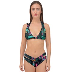 Video Game Pixel Art Double Strap Halter Bikini Set by Sarkoni