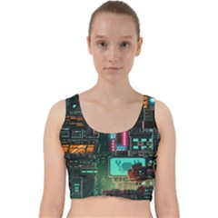 Video Game Pixel Art Velvet Racer Back Crop Top by Sarkoni