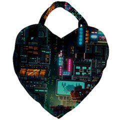 Video Game Pixel Art Giant Heart Shaped Tote by Sarkoni