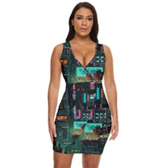 Video Game Pixel Art Draped Bodycon Dress by Sarkoni