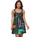 Video Game Pixel Art Ruffle Strap Babydoll Chiffon Dress View1