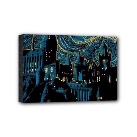 Hogwarts Starry Night Van Gogh Mini Canvas 6  X 4  (stretched) by Sarkoni