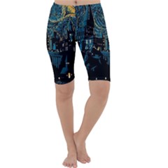 Hogwarts Starry Night Van Gogh Cropped Leggings  by Sarkoni