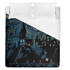 Hogwarts Starry Night Van Gogh Duvet Cover (queen Size) by Sarkoni