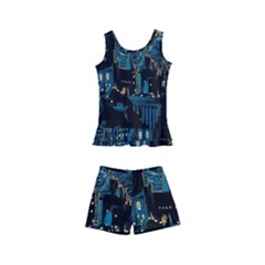 Hogwarts Starry Night Van Gogh Kids  Boyleg Swimsuit by Sarkoni