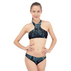 Hogwarts Starry Night Van Gogh High Neck Bikini Set by Sarkoni