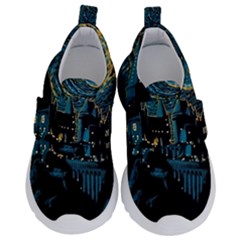 Hogwarts Starry Night Van Gogh Kids  Velcro No Lace Shoes by Sarkoni