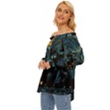 Hogwarts Starry Night Van Gogh Off Shoulder Chiffon Pocket Shirt View2