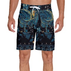 Hogwarts Starry Night Van Gogh Men s Beach Shorts by Sarkoni