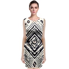 Tribal Pattern Sleeveless Velvet Midi Dress