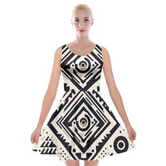 Tribal Pattern Velvet Skater Dress