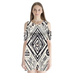 Tribal Pattern Shoulder Cutout Velvet One Piece