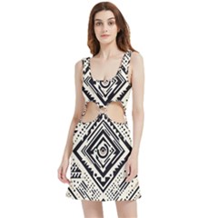 Tribal Pattern Velour Cutout Dress