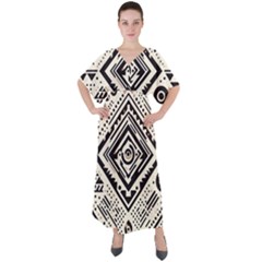 Tribal Pattern V-neck Boho Style Maxi Dress