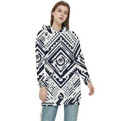 Tribal Pattern Women s Long Oversized Pullover Hoodie