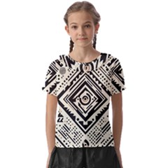 Tribal Pattern Kids  Frill Chiffon Blouse by Sobalvarro