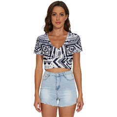 Tribal Pattern V-neck Crop Top