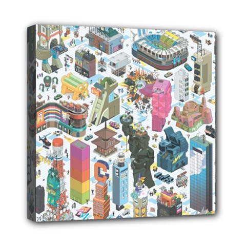 City Pattern Pixel Art Japan Mini Canvas 8  X 8  (stretched) by Sarkoni