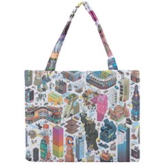 City Pattern Pixel Art Japan Mini Tote Bag by Sarkoni