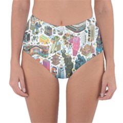 City Pattern Pixel Art Japan Reversible High-waist Bikini Bottoms by Sarkoni